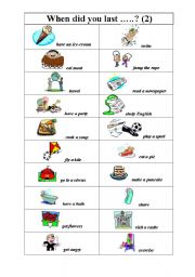 English Worksheet: When did you last ....? (2)