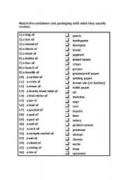 English Worksheet: food containers