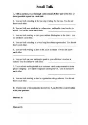 English worksheet: SMALL TALK