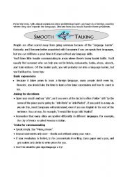 English Worksheet: Smooth Talking - group discussion
