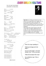 English Worksheet: every breath you take