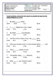 English Worksheet: verb to be