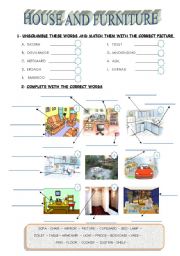 English Worksheet: HOUSE AND FURNITURE