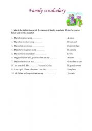 English Worksheet: Family members