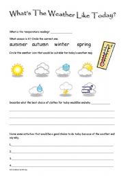 English Worksheet: Whats The Weather Like Today 4