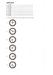 English worksheet: TELLING TIME