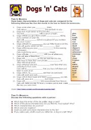 English Worksheet: Dogs �n� Cats