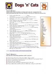 English Worksheet: Dogs n Cats