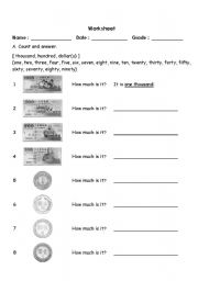 English worksheet: Learning Taiwanese Dollars