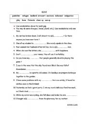 English Worksheet: vocabulary quiz