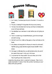 houses and homes idioms worksheet