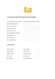 English worksheet: Can