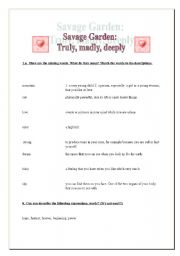 English Worksheet: Truly, madly, deeply by Savage Garden