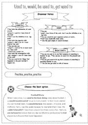 English Worksheet: used to- would- get used to