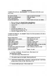 English Worksheet: Giving advice