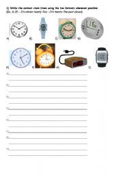 English worksheet: Clock Times Practice