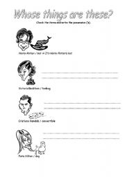 English Worksheet: Whose things are these? 