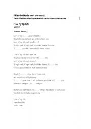English Worksheet: Love of my life