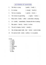 English Worksheet: Adverbs of manner