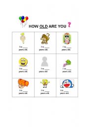 English Worksheet: How old are you?