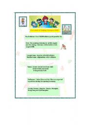 English Worksheet: Reading: Beijing Olympics 2008( answerkey 1/3)