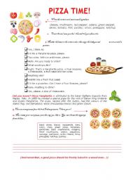 English Worksheet: Pizza Time!