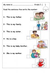 English Worksheet: reading test about family members