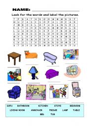 English Worksheet: word search