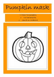 English Worksheet: Pumpkin mask for Halloween