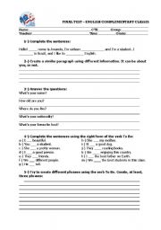 English Worksheet: Exercises on Basic English Vocabulary