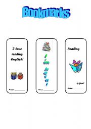 English Worksheet: Bookmarks