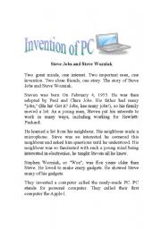 English Worksheet: Invention of PC