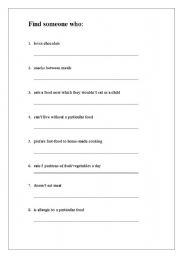 English Worksheet: Find Someone Who...