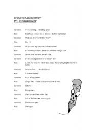 English Worksheet: Dialogue - At the Clothes Shop