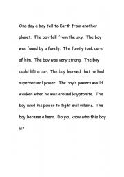 English Worksheet: Superhero sentences