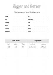 English worksheet: Comparatives