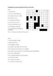 English worksheet: crossword puzled