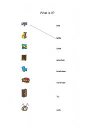 English Worksheet: Match furniture