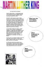 English Worksheet: MARTIN LUTHER KING