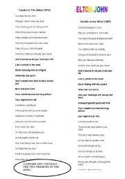 English Worksheet: CANDLE IN THE WIND