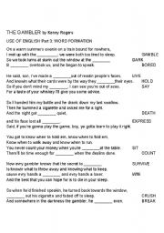 English Worksheet: Song The Gambler