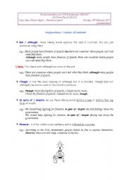 English Worksheet: Conjunctions / Linkers of contrast