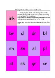 English worksheet: Rhyming Blends