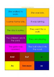 English Worksheet: Conjunctions as Joining Words Card Game