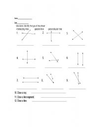 English Worksheet: Identify Types of Lines
