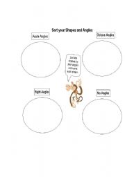 English worksheet: Sorting Shapes by there Angles