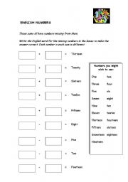 English worksheet: English Numbers