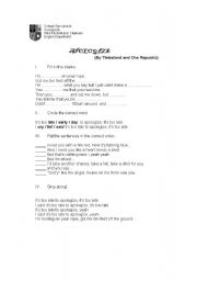 English worksheet: Song_ Apologize by One Republic