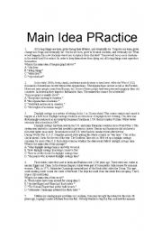 English Worksheet: Main Idea Practice