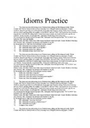 English worksheet: Idiom Practice